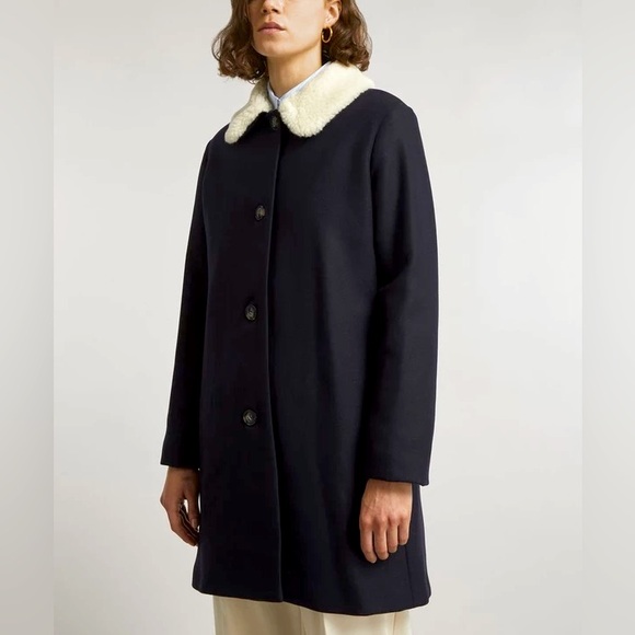 A.P.C. Jackets & Blazers - New A.P.C. Wool Doll Coat With Shearling Collar